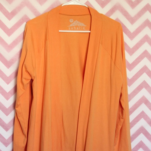 Sahalie Orange Cardigan Size M Asymmetrical - Picture 2 of 6